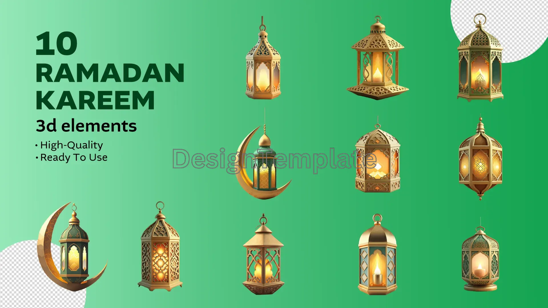 Holy Nights Ramadan Kareem 3D Elements Pack